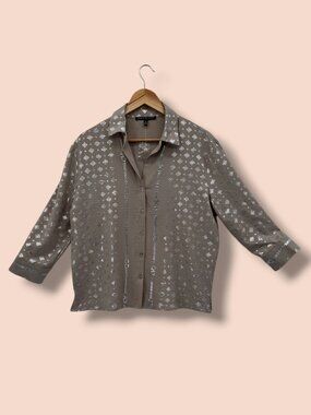 Como Black Metallic Horse & Chain Blouse NWT